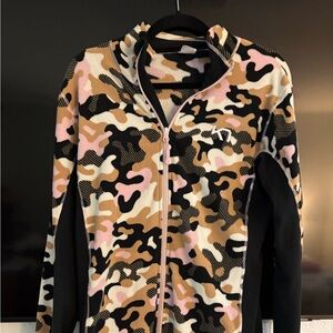Kari Traa Fleece Camo Zip-Up Jacket in Pink, Tan & Black